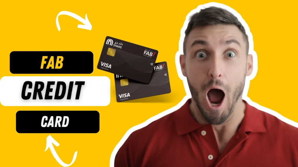 Excited user showcasing FAB credit card benefits with bold FAB credit card text