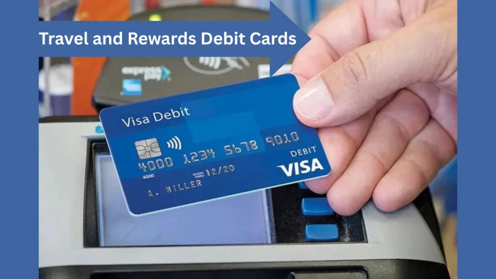 Person making payment with Visa debit card, promoting travel and rewards debit card benefits