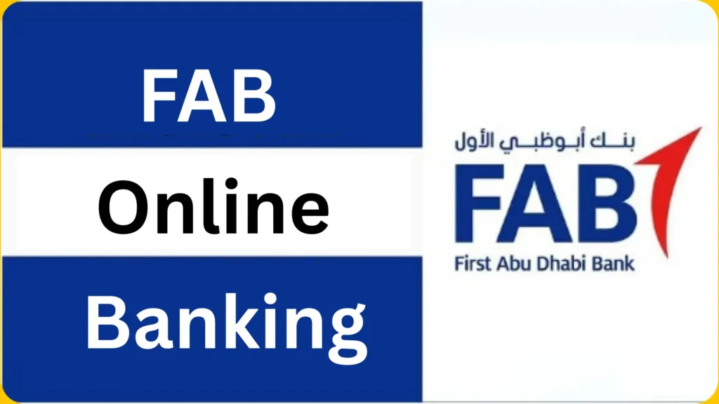 FAB online banking banner with First Abu Dhabi Bank logo and service title