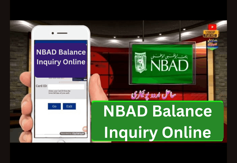 NBAD Balance Inquiry Online shown on mobile screen with NBAD bank logo and balance check interface