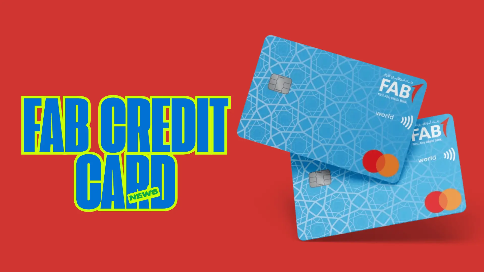 FAB credit cards displayed on a red background highlighting FAB card branding