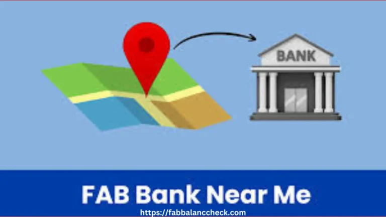 Map location pin pointing toward a FAB bank branch, showing FAB Bank Near Me direction guide.